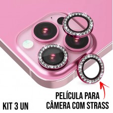 Película de Câmera Strass iPhone 11 Pro/11 Pro Max/12 Pro - Rosê